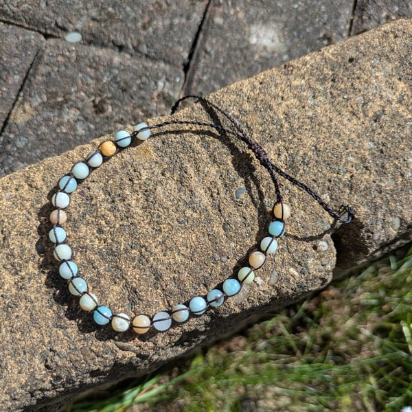 Amazonite macrame anklet