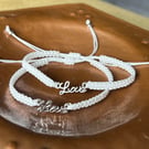 White Love Bracelet - Macrame Friendship Adjustable Bracelet