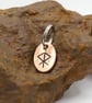 Recycled Oval Copper Courage Bindrune Split Keyring Charm, Bag Charm. - Image 2