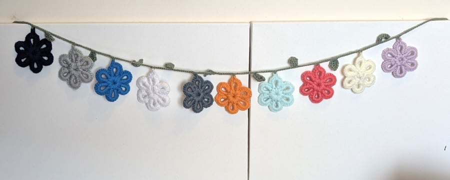 Handmade crochet flower garland 