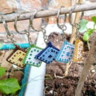 Key Rings, Bag Charm Embroidered with Beads on Plastic canvas