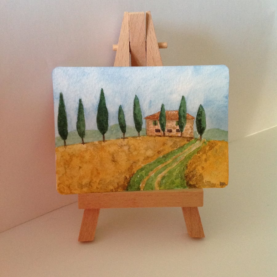 'Tuscany' original watercolour ACEO