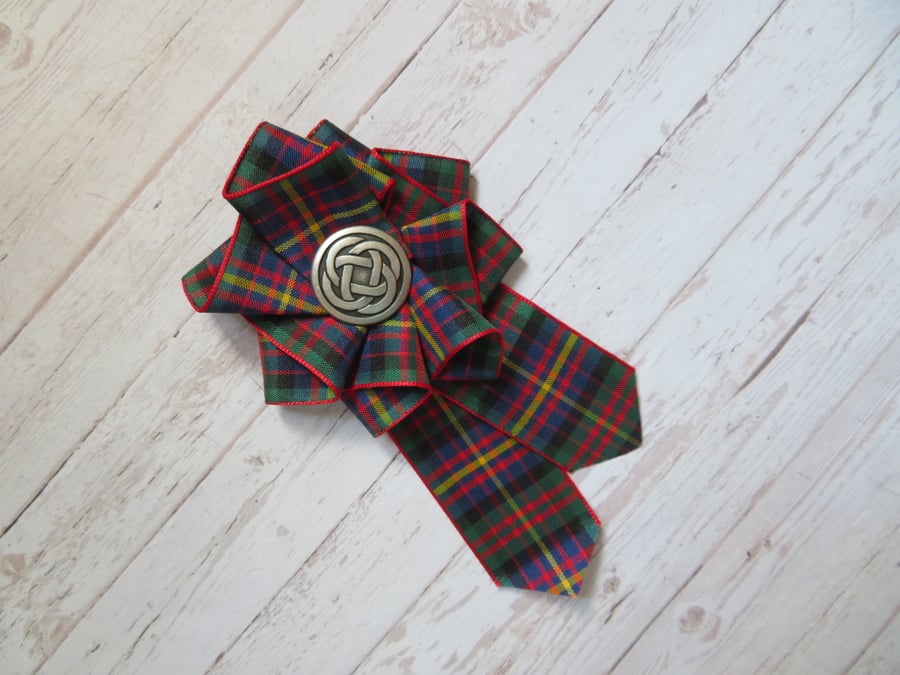 Cameron of Erracht Tartan Ruffle Rosette Mini Brooch Burns Night
