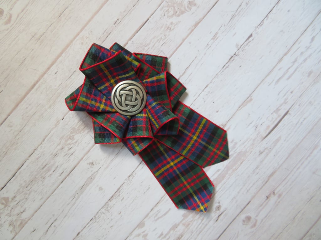 Cameron of Erracht Tartan Ruffle Rosette Mini Brooch Burns Night