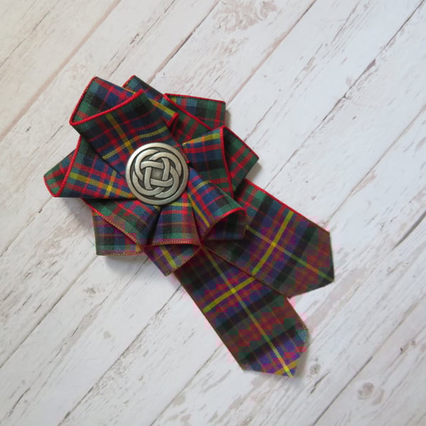 Cameron of Erracht Tartan Ruffle Rosette Mini Brooch Burns Night