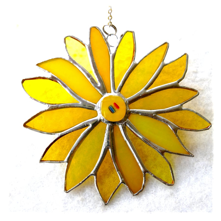 Yellow Flower Stained Glass Suncatcher Handmade 008 Sunflower