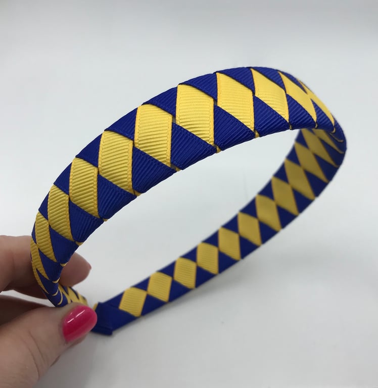 Cobalt Blue and Yellow Gold Diamond Pleated Hairband