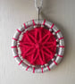 Christmas Decoration, Dorset Button, Red, Silver, Beads, Handmade - Image 2
