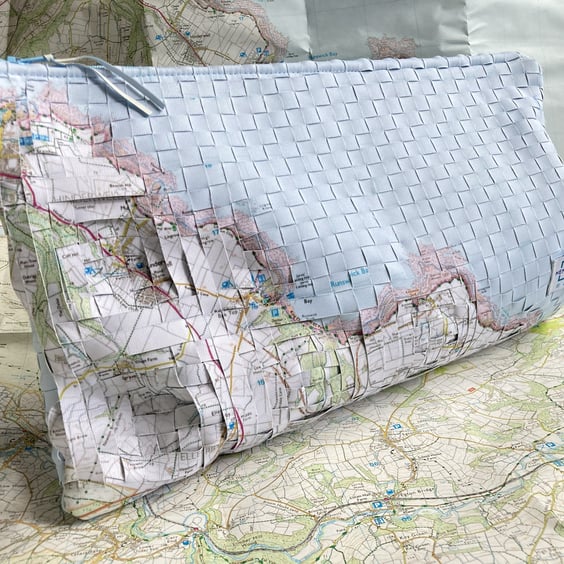 Topographia Runswick Bay Handwoven Zipped Pouch