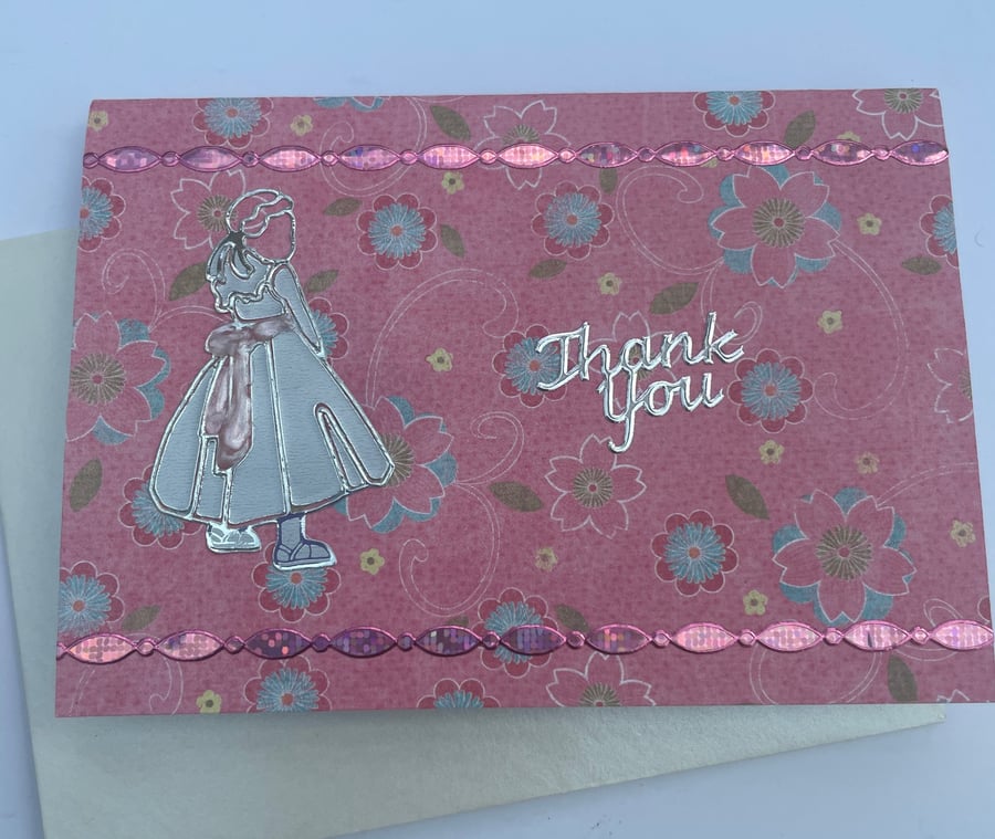 Flower girl or bridesmaid pretty floral thank you card