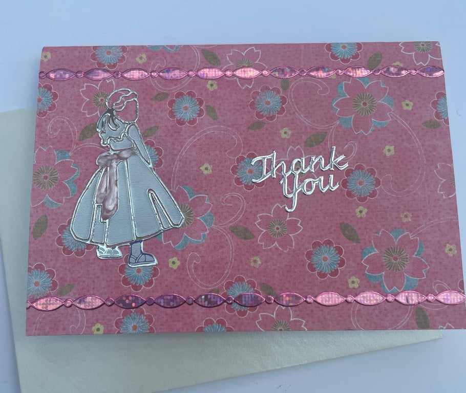 Flower girl or bridesmaid pretty floral thank you card