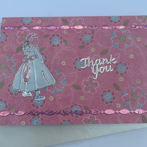 Flower girl or bridesmaid pretty floral thank you card