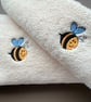 Bee Embroidered hand towel and facecloth set - Image 1
