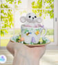 Crochet white mouse in an espresso teacup. Mouse ornament. Mouse decoration. - Image 2