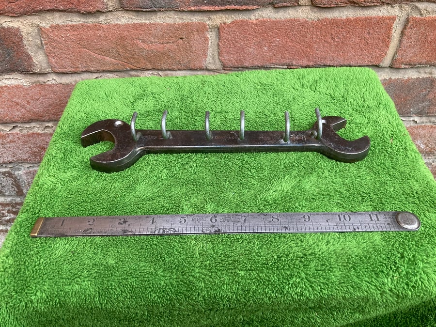 Key Rack, 6 Hooks, Upcycled Vintage Governor Spanner