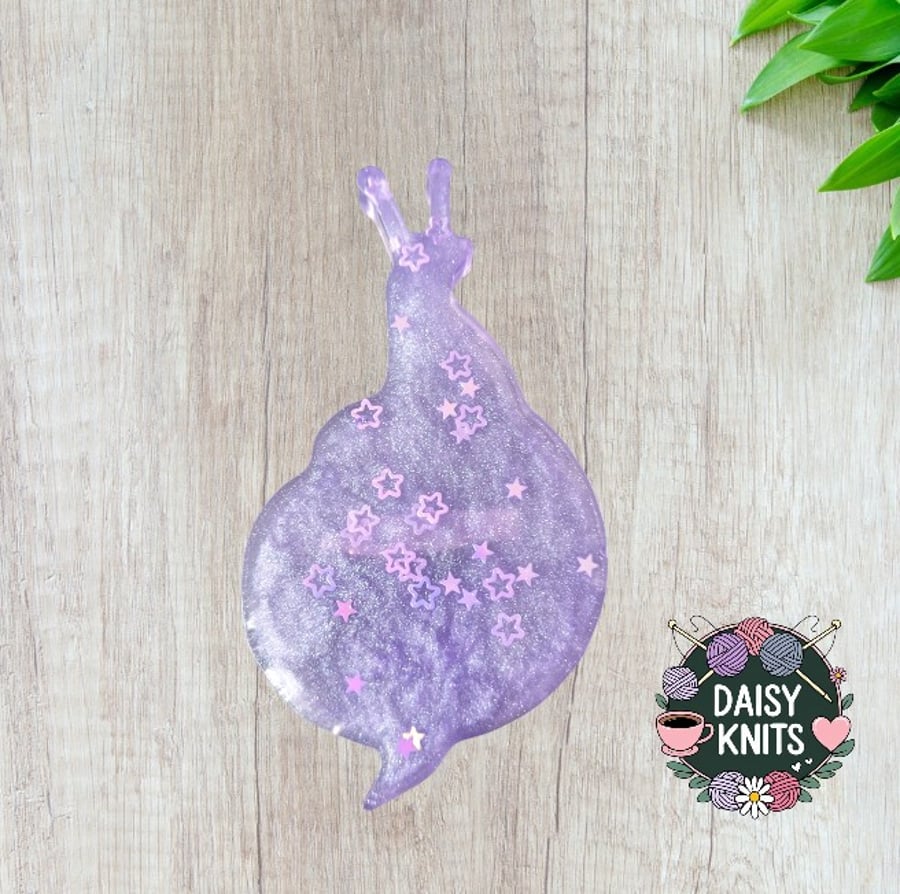 Handmade Sparkly Purple Snail Brooch