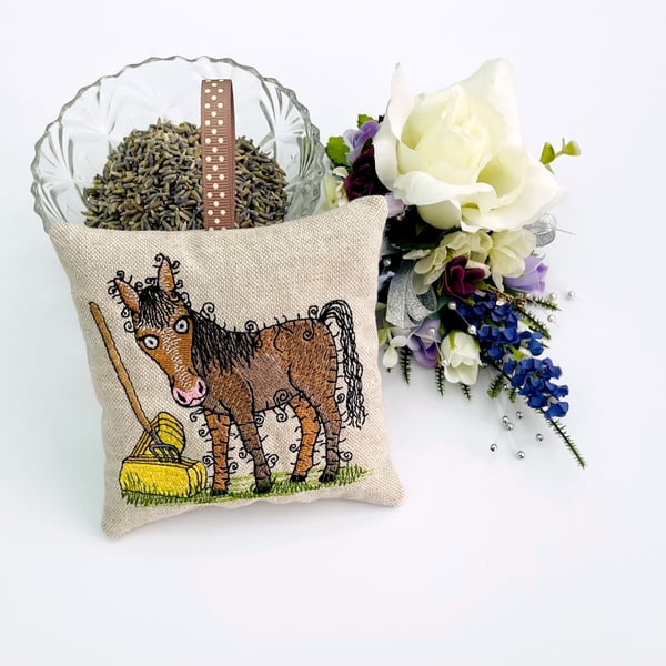 Raggy Horse Linen Lavender Bag 
