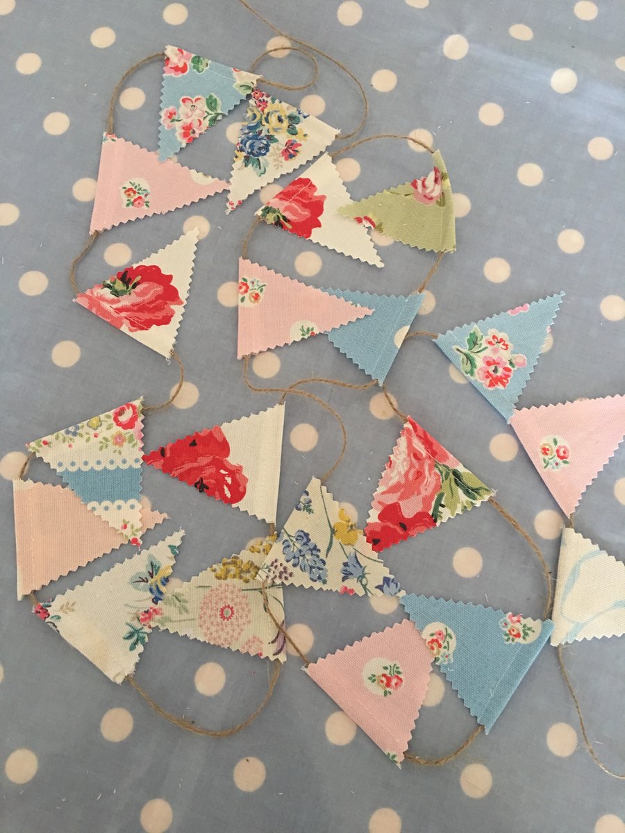 Teeny tiny cotton fabric bunting with twine 