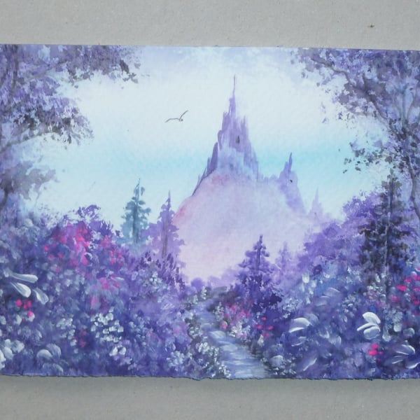 Mixed Media watercolour fantasy landscape art painting ( ref FA 328 J5 )