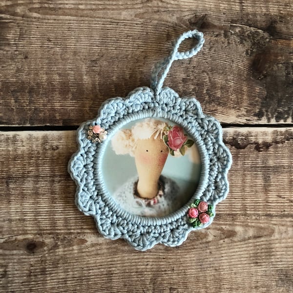Tilda Inspired hand crocheted hanging frame