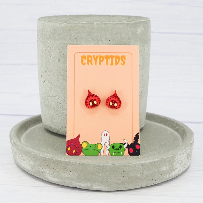 Titanium studs Flatwoods monster stud earrings - Acrylic hypoallergenic cryptid