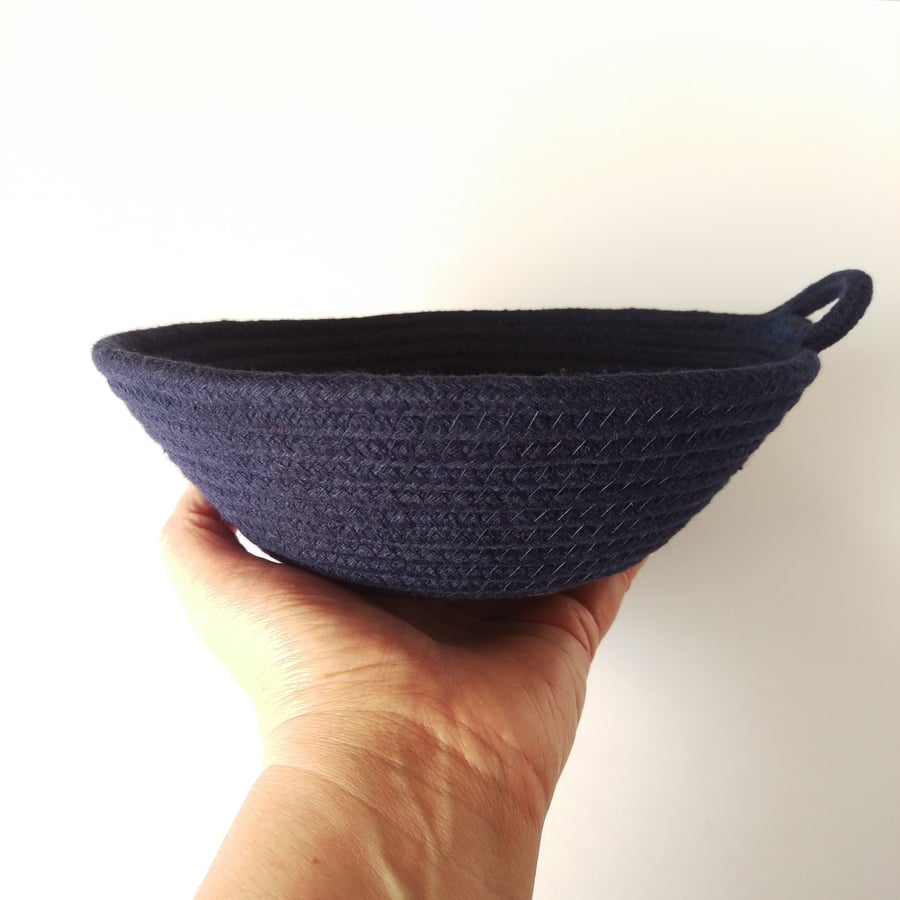 Large Freshwater Bowl, a navy blue coloured cotton rope