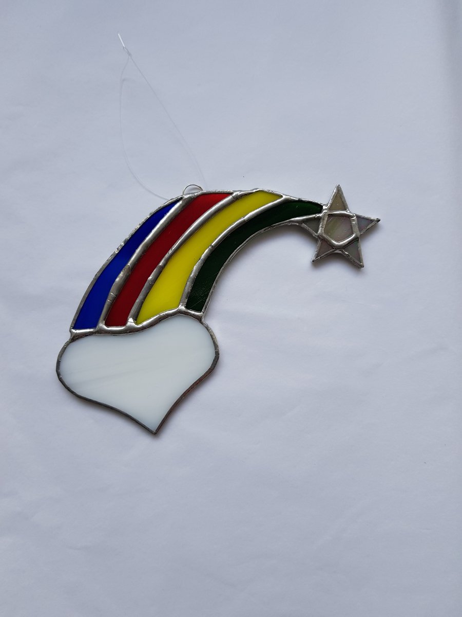 257 Stained Glass Rainbow - handmade hanging decoration.