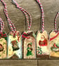 5 Wooden Vintage Style Christmas Gift Tags