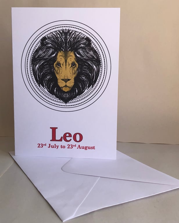  Leo - The Lion (23rd July - 23rd August) - 5x7" Birthday or Plain card