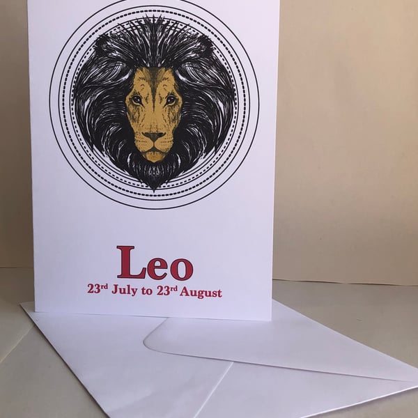  Leo - The Lion (23rd July - 23rd August) - 5x7" Birthday or Plain card