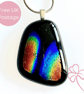 Dichroic Rainbow Glass Black Pendant Necklace 