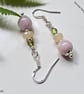 Pink Kunzite, Wello Opal & Peridot Hand Made Sterling Silver Earrings  - Image 3