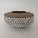 White glazed stoneware decorative bowl.