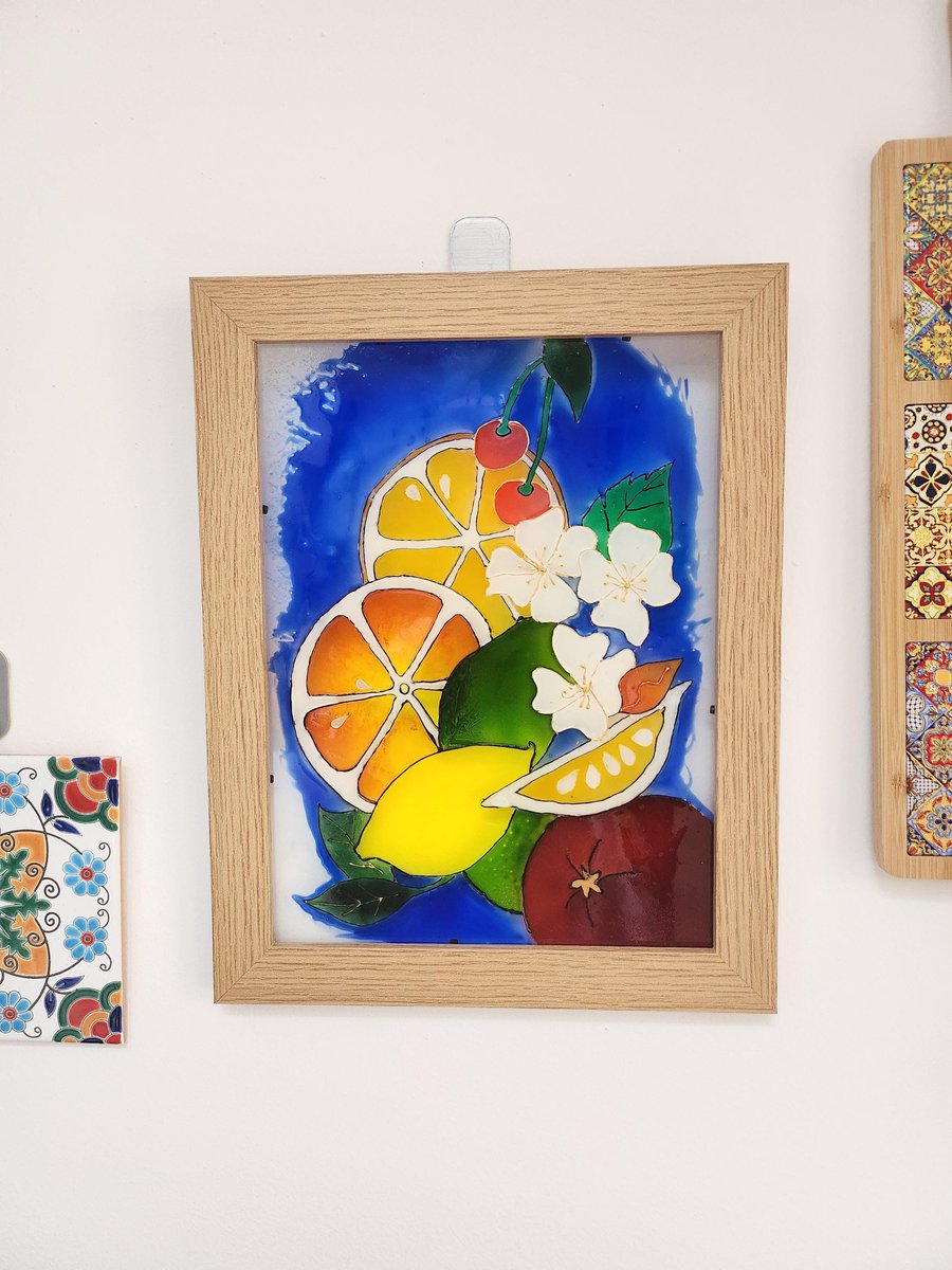Glass Painting Fruits Vibrant Citrus Kitchen Decor