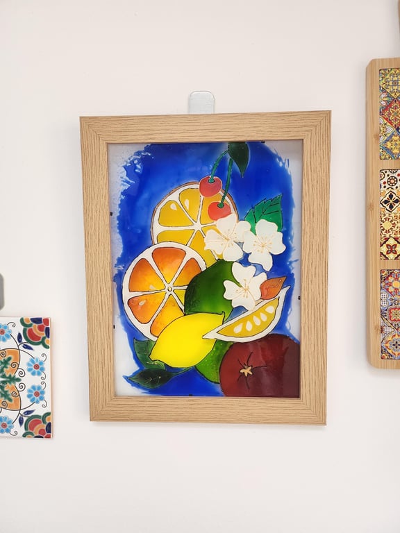Glass Painting Fruits Vibrant Citrus Kitchen Decor