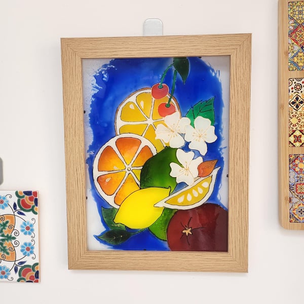 Glass Painting Fruits Vibrant Citrus Kitchen Decor