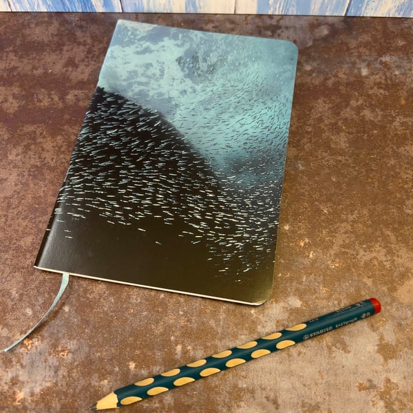 Notebook, Marine themed, A5 (ish), made from up-cycled and recycled materials.