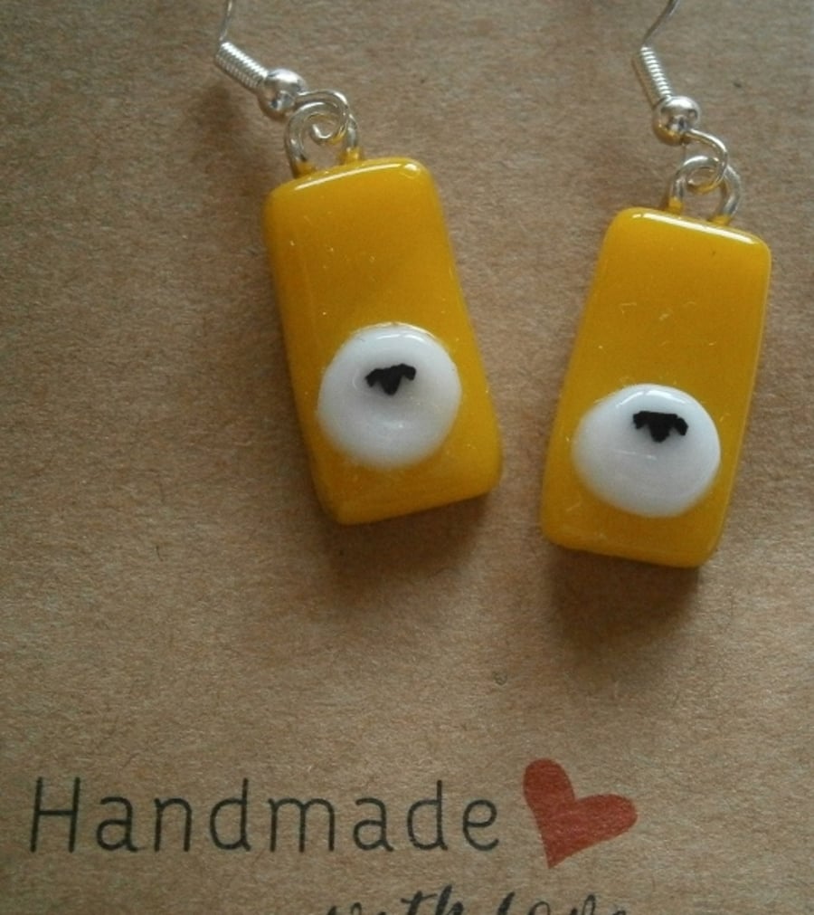 Fused glass Sheepy Earrings