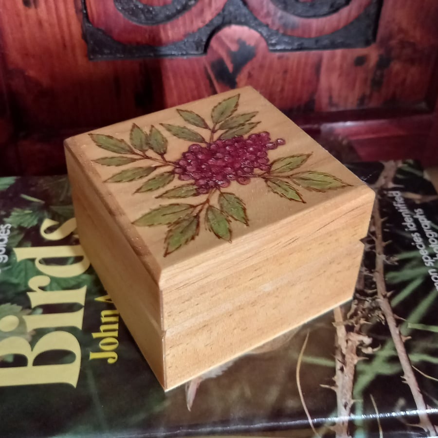 Rowan pyrography small wooden box