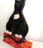 Pottery Cat wall hanging, hand made, black and white,quirky Cat wall plaque - Image 5