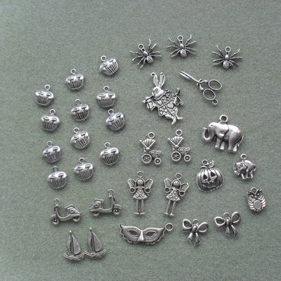 Selection of tibetan silver charms