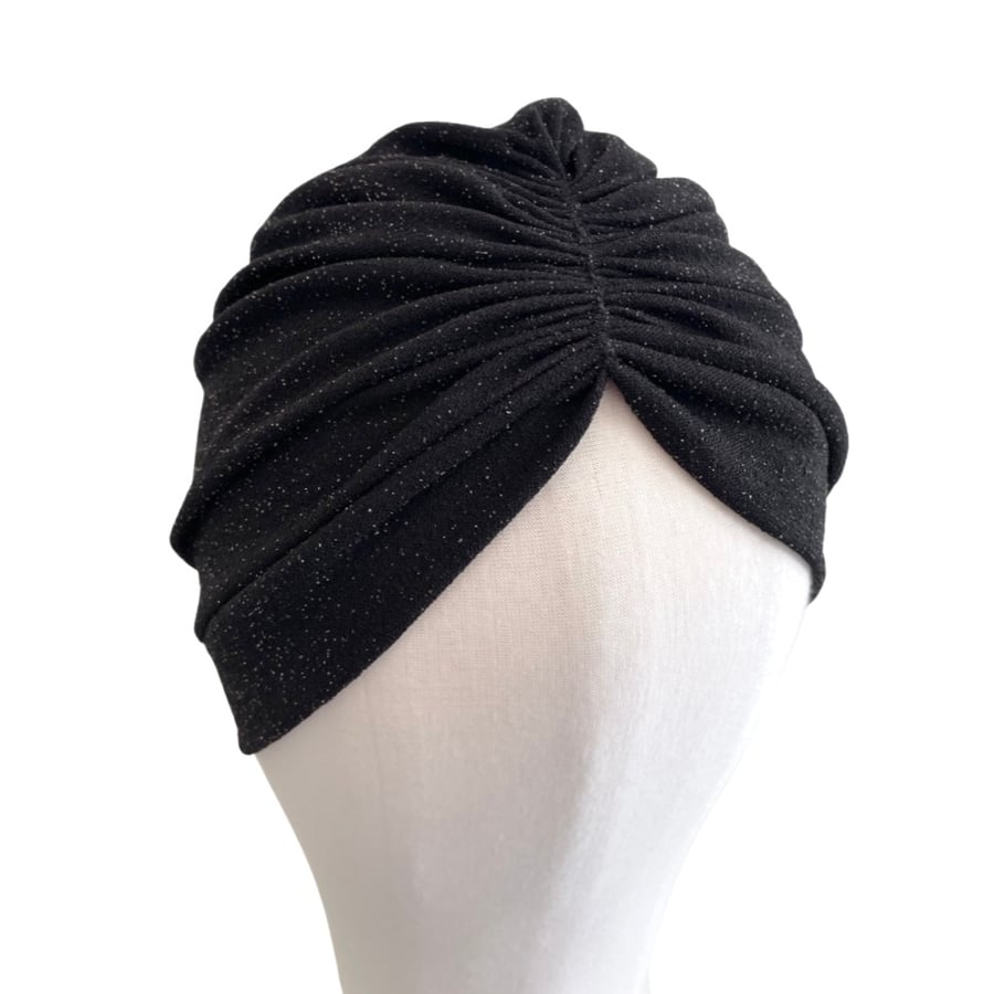 Black Glitter Turban, Elegant Women's Turban, Stylish Fashion Hair Turban, Full 