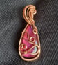 Dyed labradorite pendant hand wrapped in copper wire - Image 5