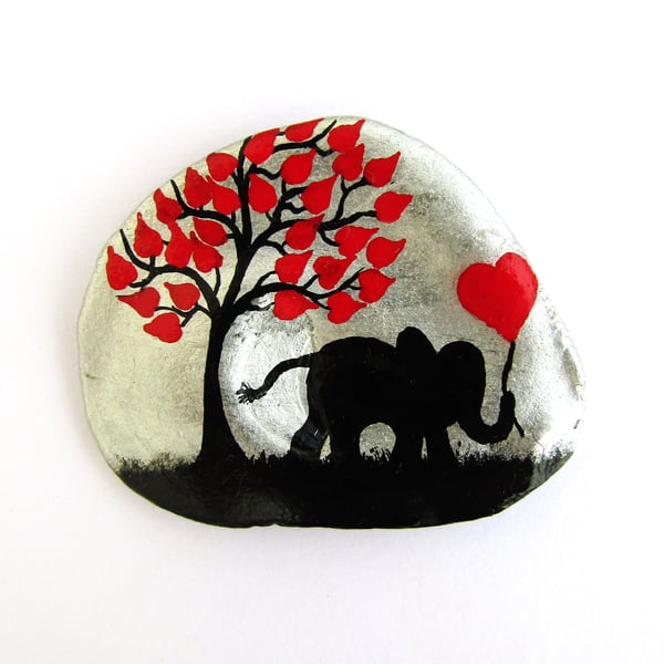 Elephant Card, Hand Painted Shell, Fathers Day Unique Art Card, Heart Birthday