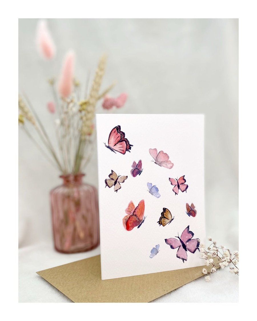 Pretty Butterfly Greeting Card for a variety of occasions with Bio Glitter