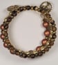 Tree of Life Memory Wire Stack Bracelet Warm Gold & Pearl Beads - Image 5