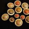 Vintage Buttons: Fabric & Plastic Golden ‘UFO’ 12x Ass size