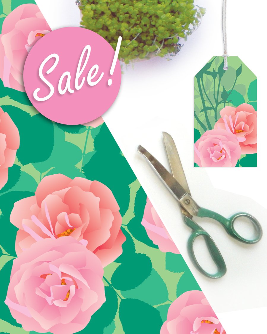 Summer Seconds: Pink Roses - Eco Friendly, Compostable, Gift Wrap