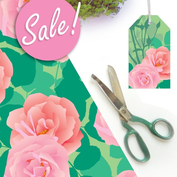Summer Seconds: Pink Roses - Eco Friendly, Compostable, Gift Wrap