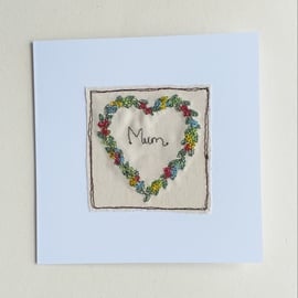 Embroidered Heart Mother's Day Card